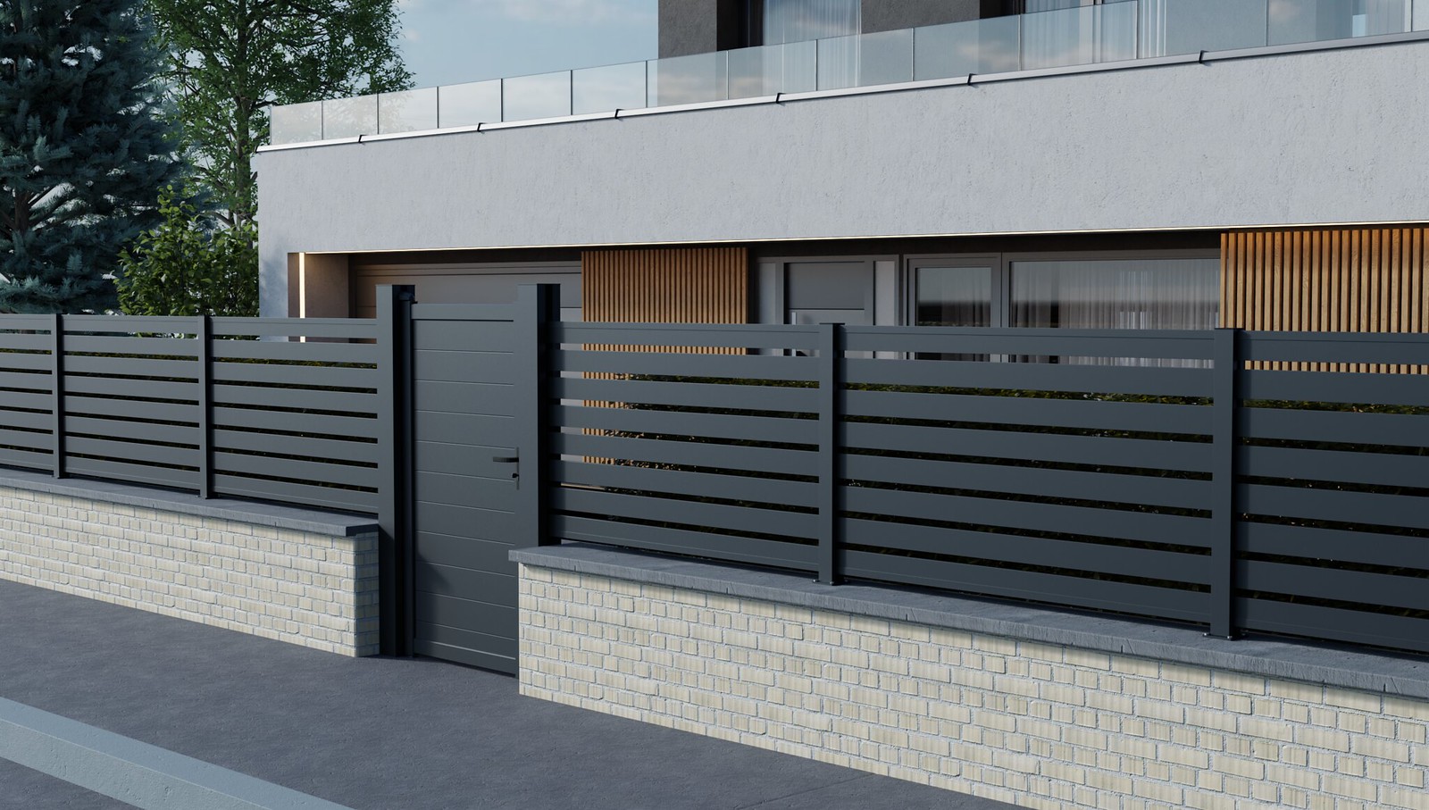 IMAGE CLOTURE ALUMINIUM GAMME OPEN | Procloture Portail en acier ou aluminium : lequel résiste le mieux aux intempéries ? Pfastatt