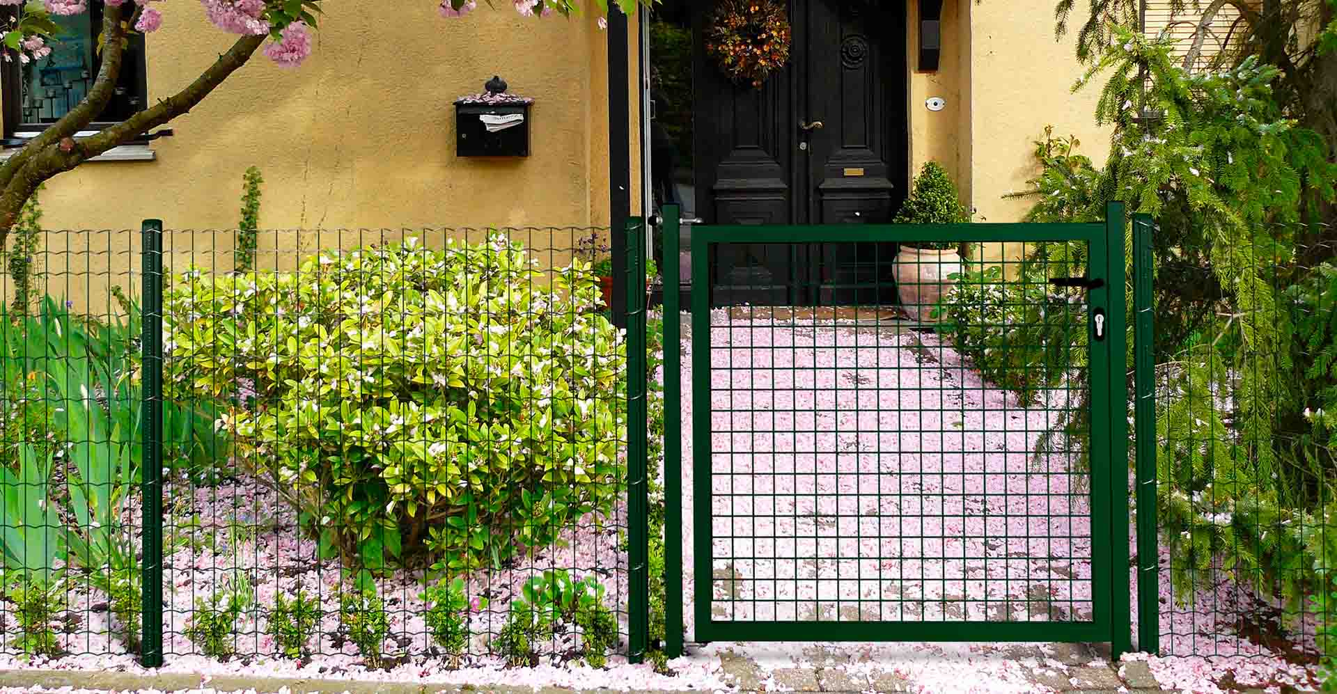 PUERTA BATIENTE MALLA UNA HOJA VERDE JARDITOR | Procloture Acier Colmar 1